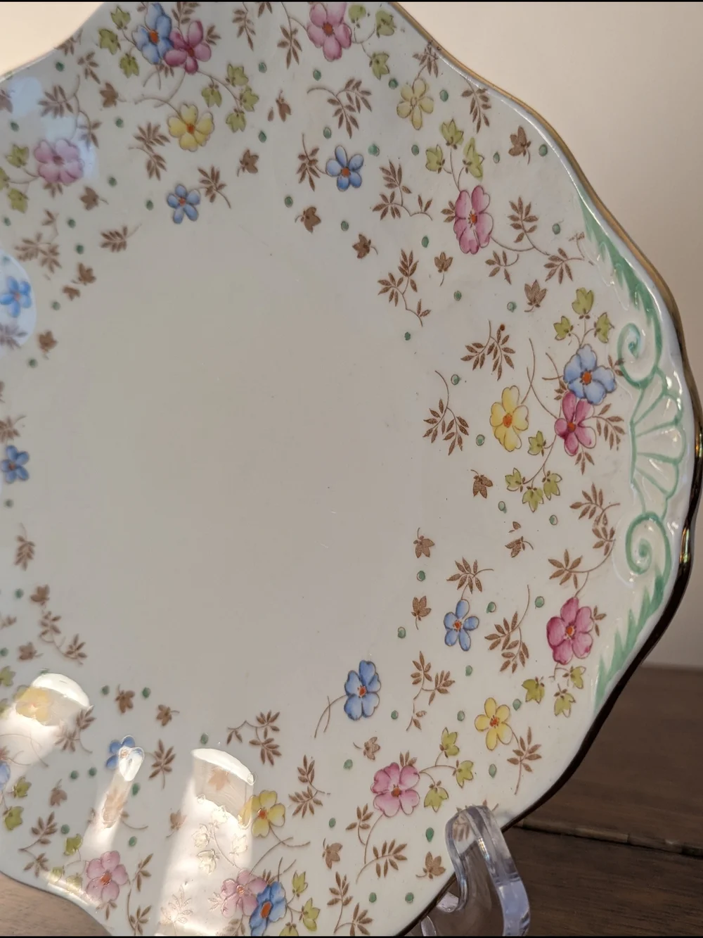 E.B. Foley Bone China English Floral Cake Plate / Serving Platter 9.5